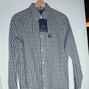 Fred Perry Gingham Oxford LS shirt size Small. NWT